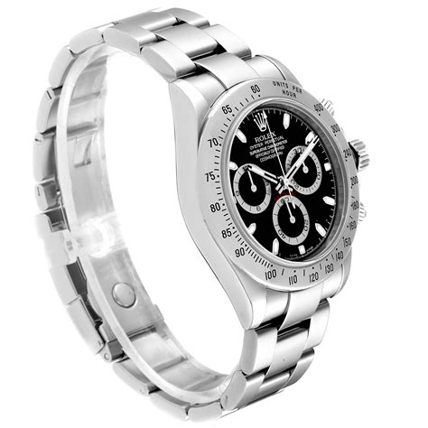 rolex daytona stainless black dial|Rolex daytona 116520 40 mm.